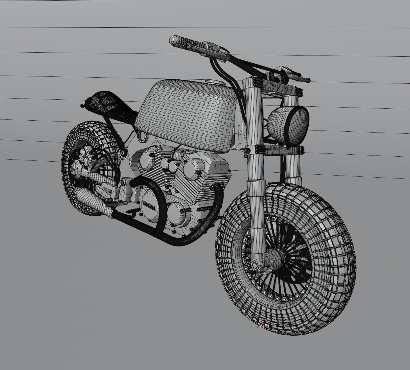 Yamaha XV 750 Custom cafe racer  3D model_5