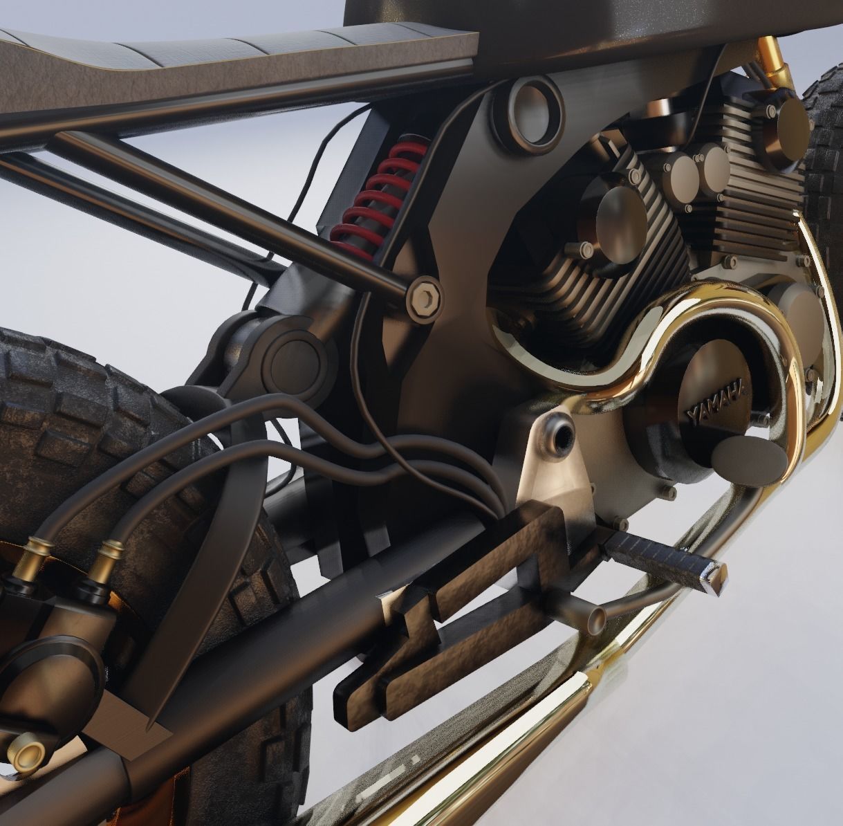 Yamaha XV 750 Custom cafe racer  3D model_3