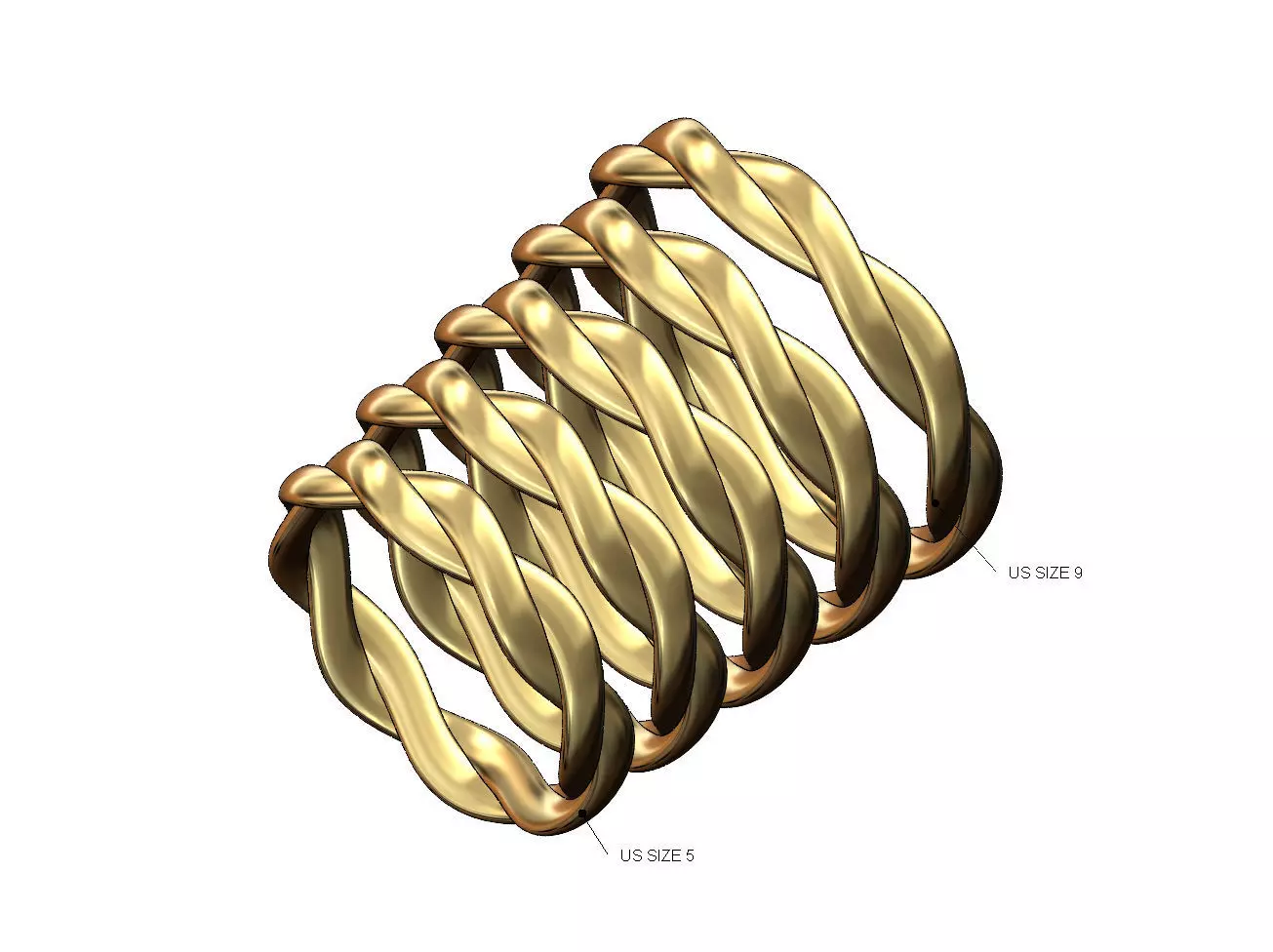 Overlapping braided band US sizes 5to9 3D print model_0
