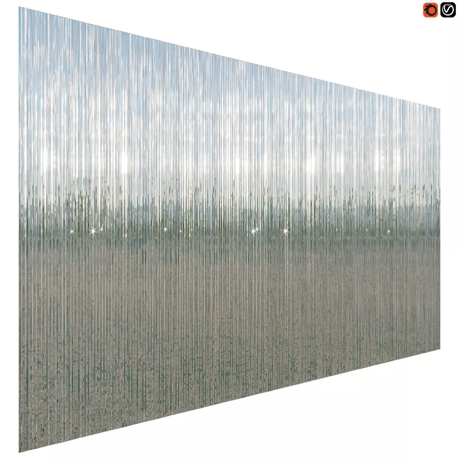 Deflection Mirror glass wall panel 3D model_0