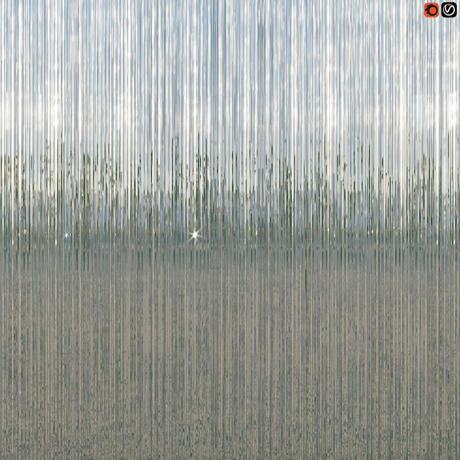 Deflection Mirror glass wall panel 3D model_2