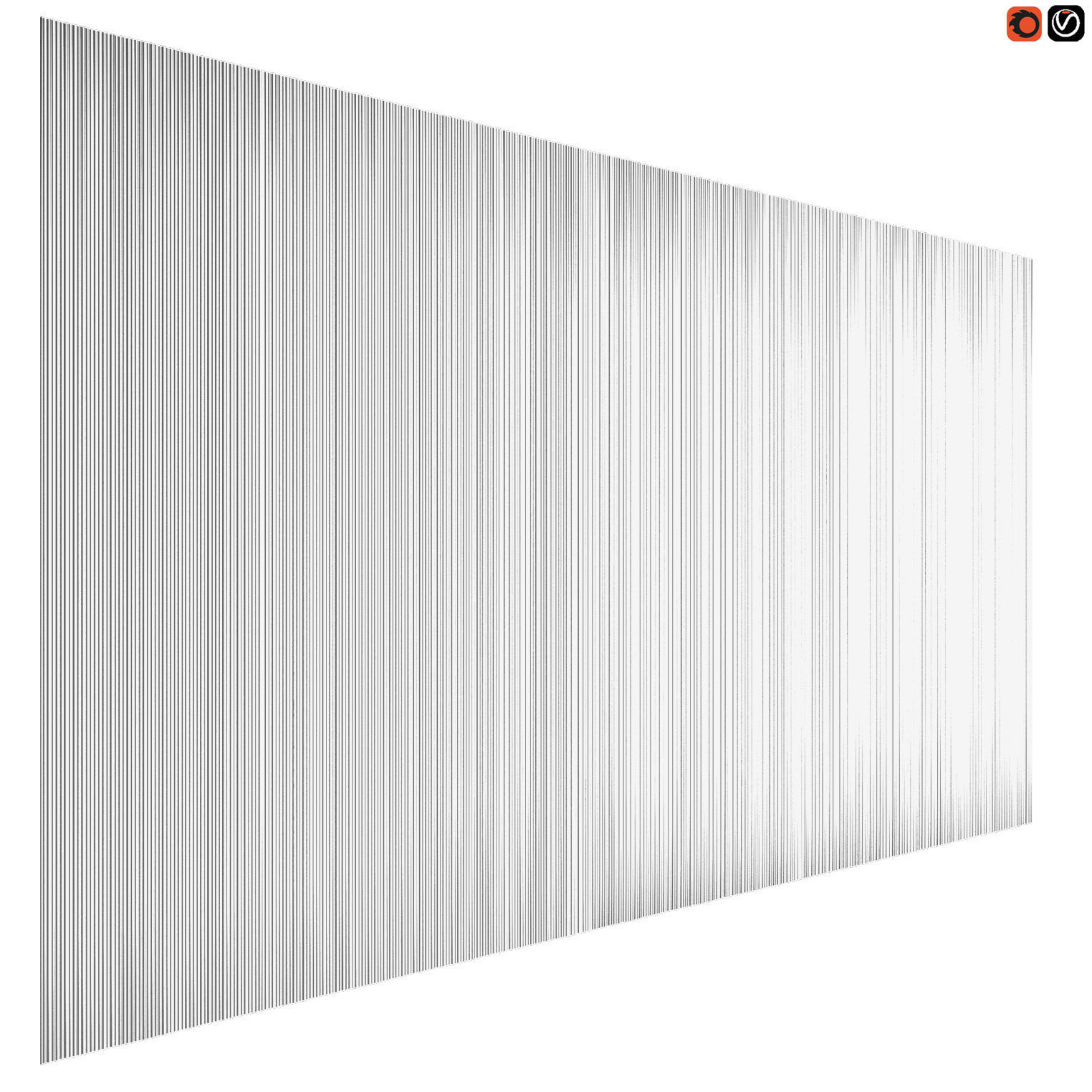 Deflection Mirror glass wall panel 3D model_3