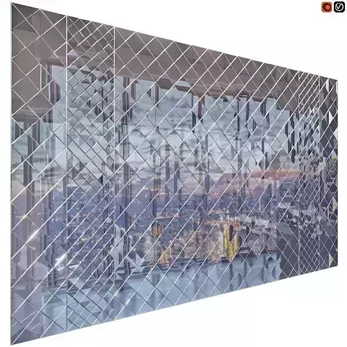 Rhombus mirror glass wall panel