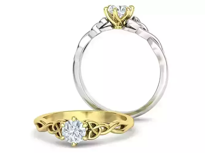 Knot Solitaire Engagement Womens Ring TwoTone 5mm Stone 3dmodel 3D print model
