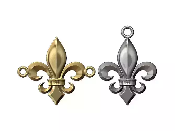 Heraldic lily pendant and bracelet charm  3D print model