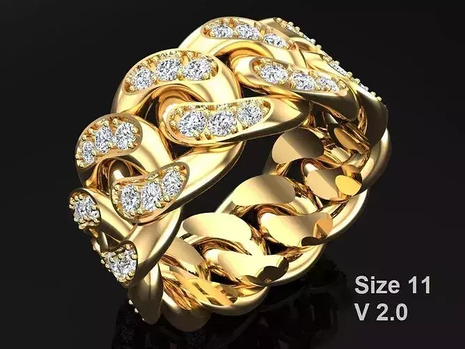 Chain ring - Miami Cuban ring - Link ring - Size 11 V2
