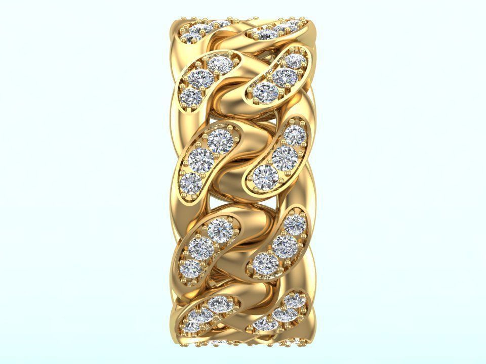 Chain ring - Miami Cuban ring - Link ring - Size 11 3D print model_10