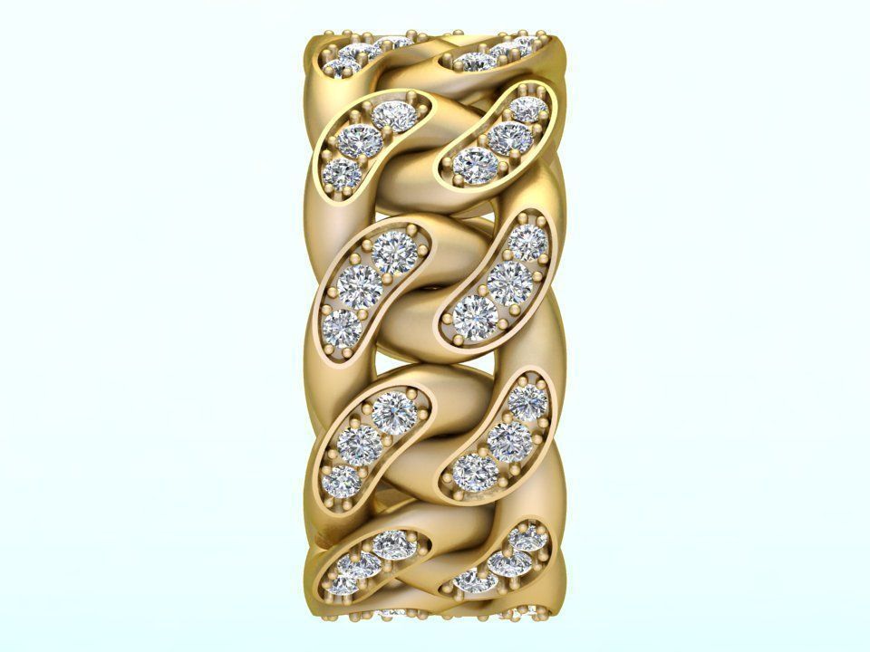 Chain ring - Miami Cuban ring - Link ring - Size 11 3D print model_4