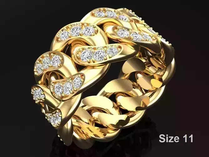 Chain ring - Miami Cuban ring - Link ring - Size 11 3D print model Chain ring - Miami Cuban ring - Link ring - Size 11 3D print model