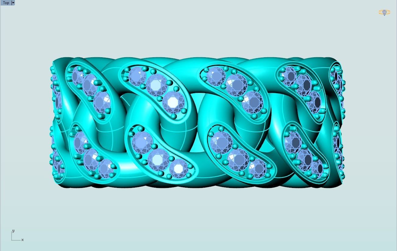 Chain ring - Miami Cuban ring - Link ring - Size 11 3D print model_12