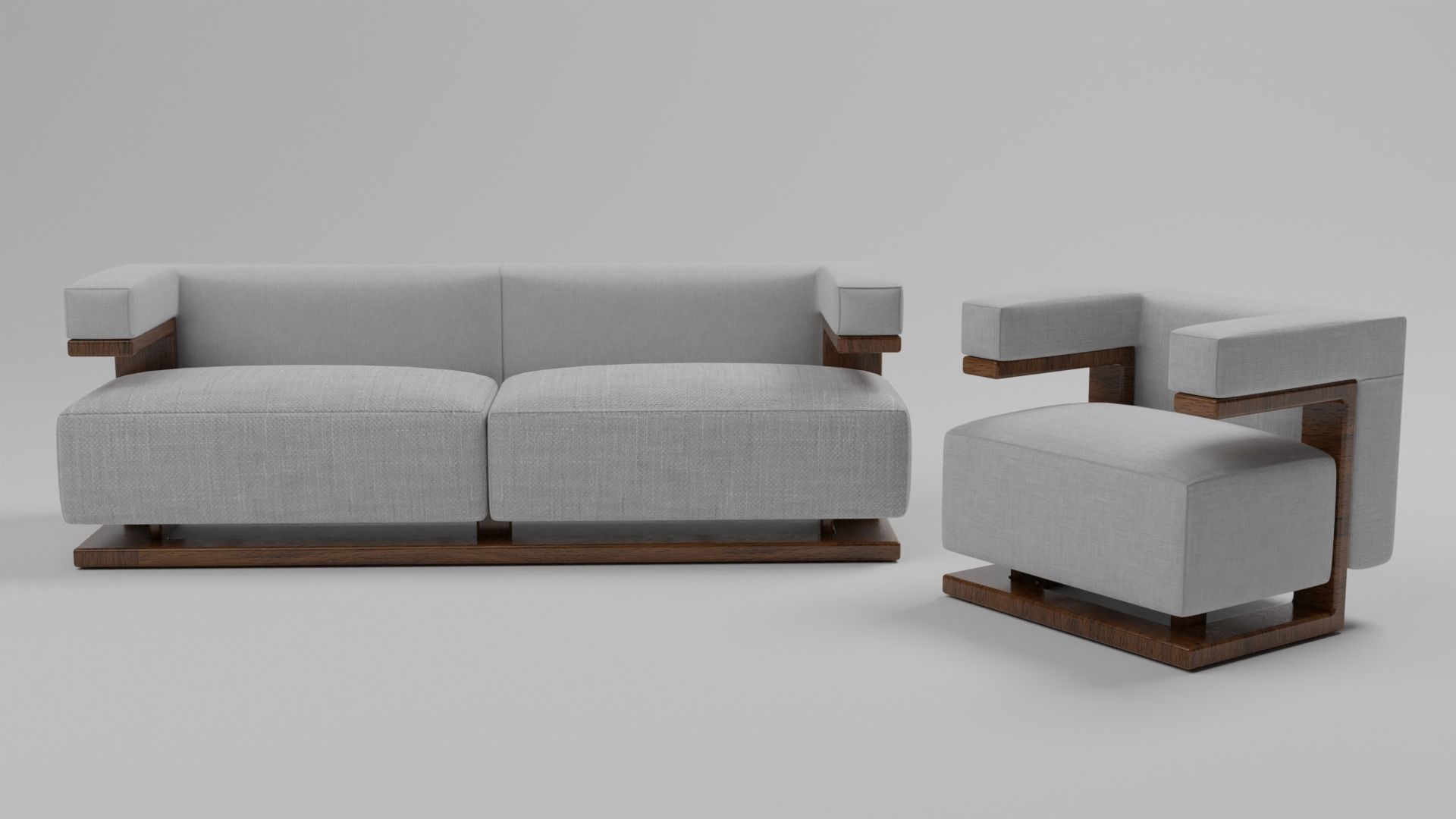 The F-51 Armchair and Sofa Suite Low-poly 3D model_23