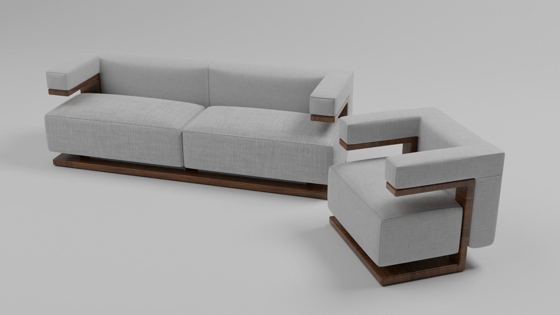The F-51 Armchair and Sofa Suite Low-poly 3D model_24