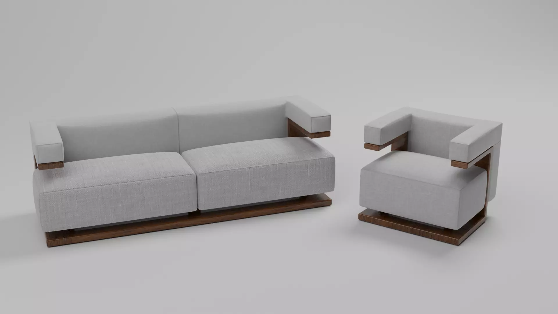 The F-51 Armchair and Sofa Suite Low-poly 3D model_0