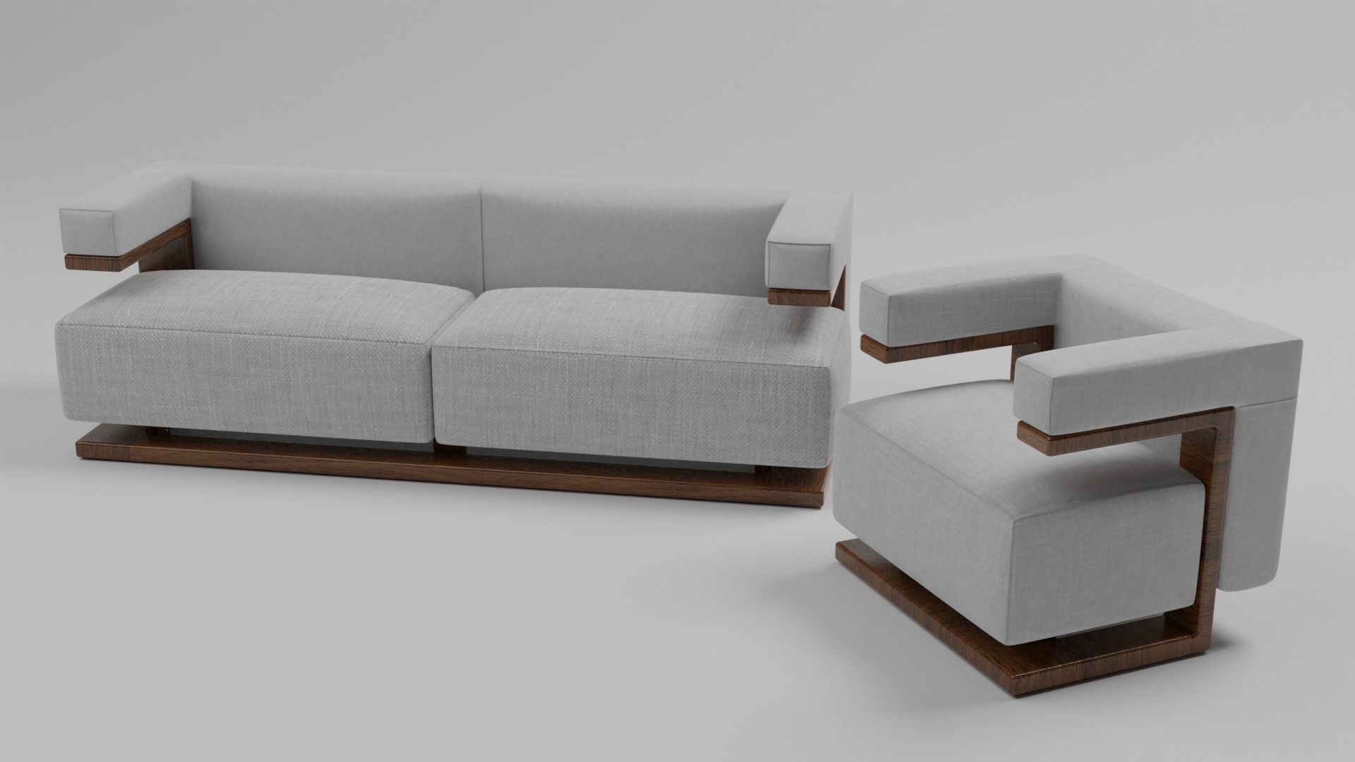 The F-51 Armchair and Sofa Suite Low-poly 3D model_26