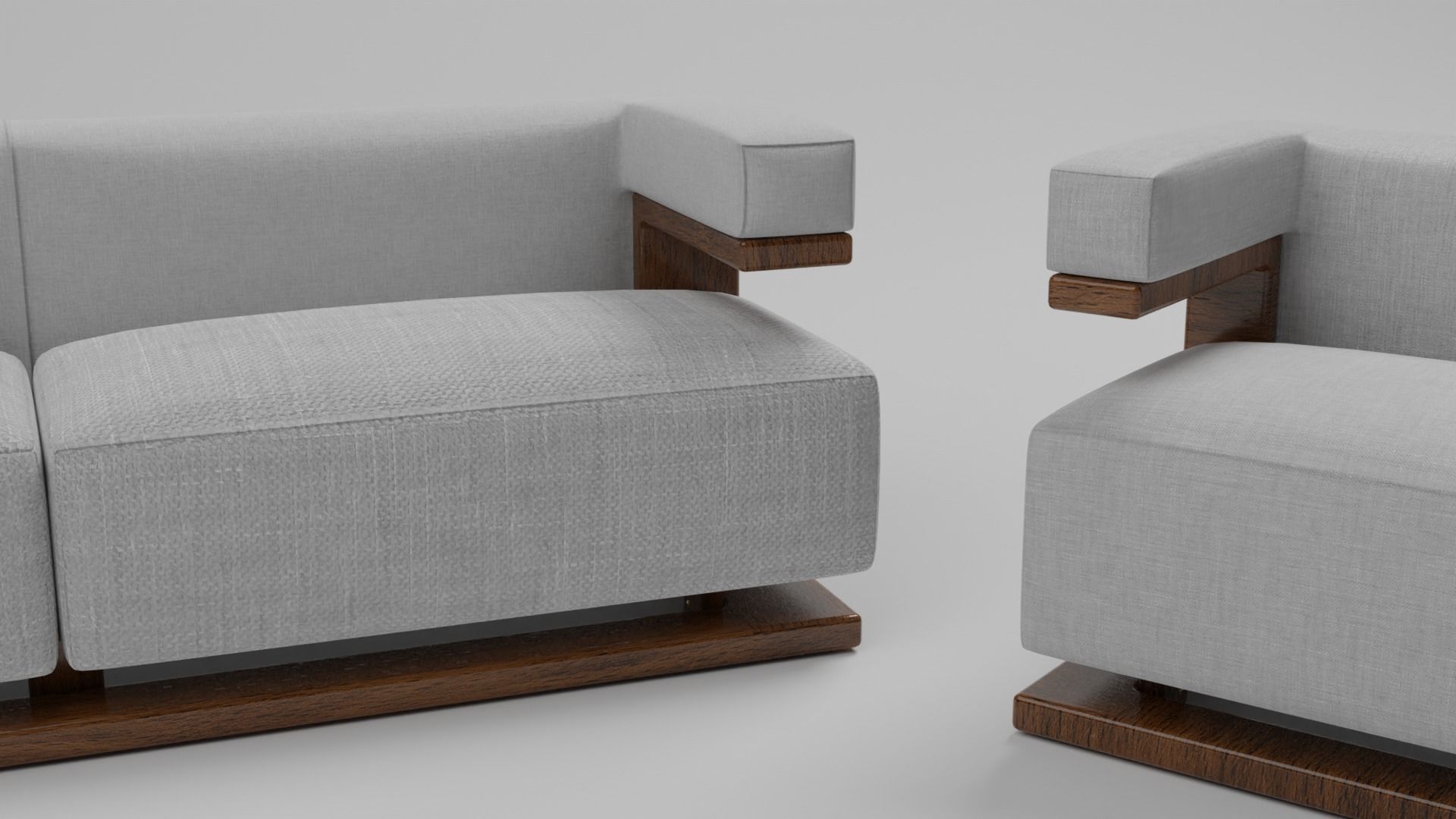 The F-51 Armchair and Sofa Suite Low-poly 3D model_32