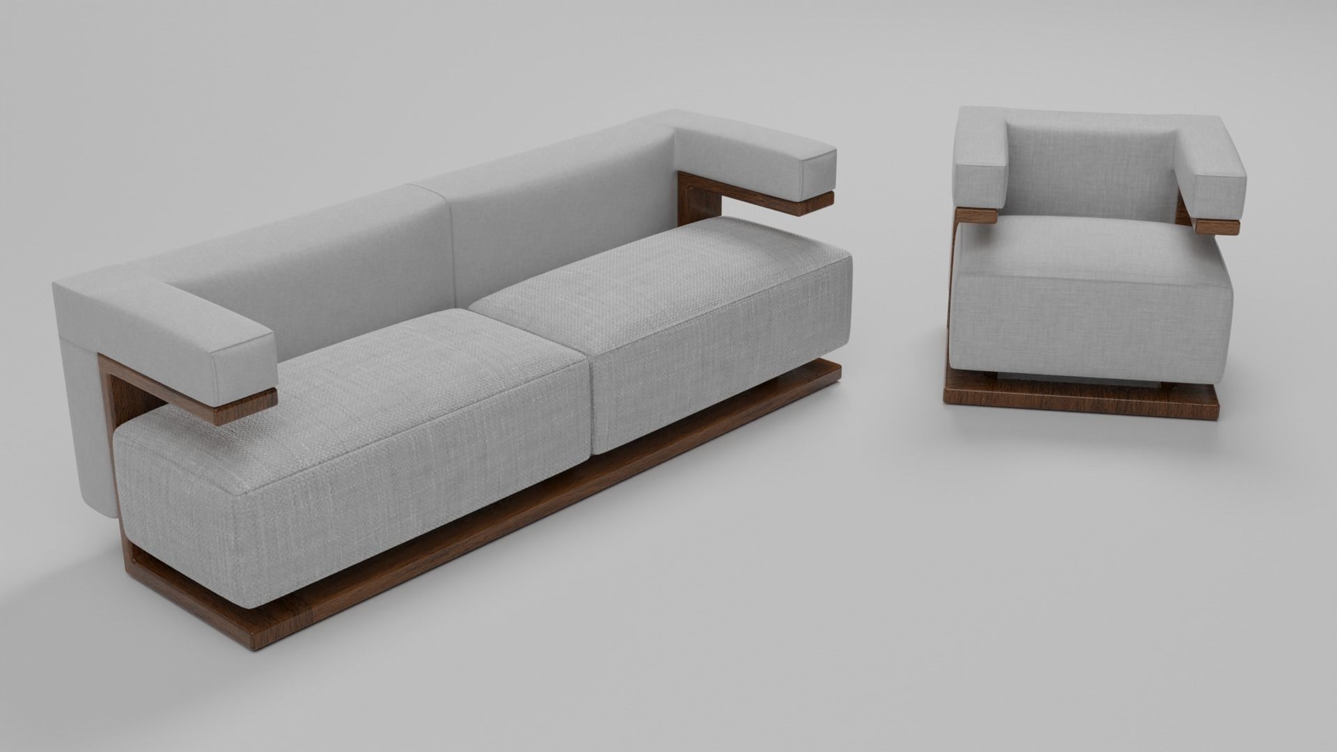 The F-51 Armchair and Sofa Suite Low-poly 3D model_25