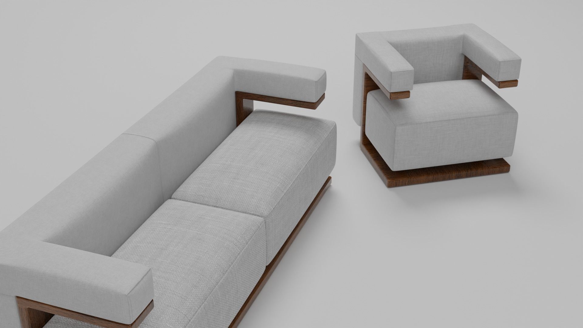 The F-51 Armchair and Sofa Suite Low-poly 3D model_27