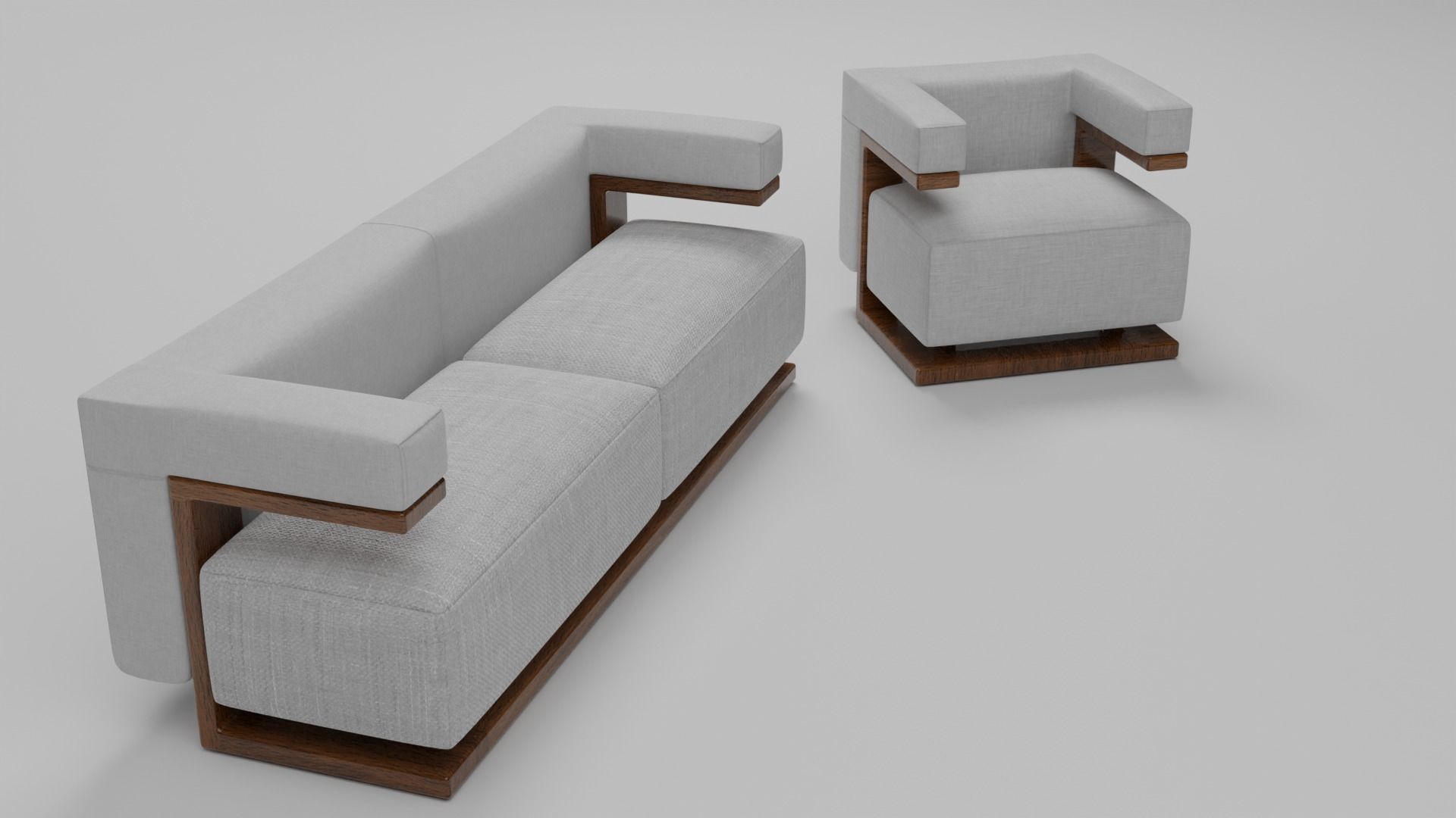 The F-51 Armchair and Sofa Suite Low-poly 3D model_28