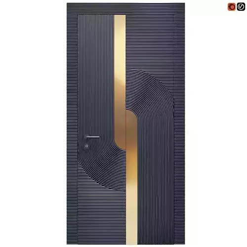 Expression-Virgin modern front door design - gold 3D model