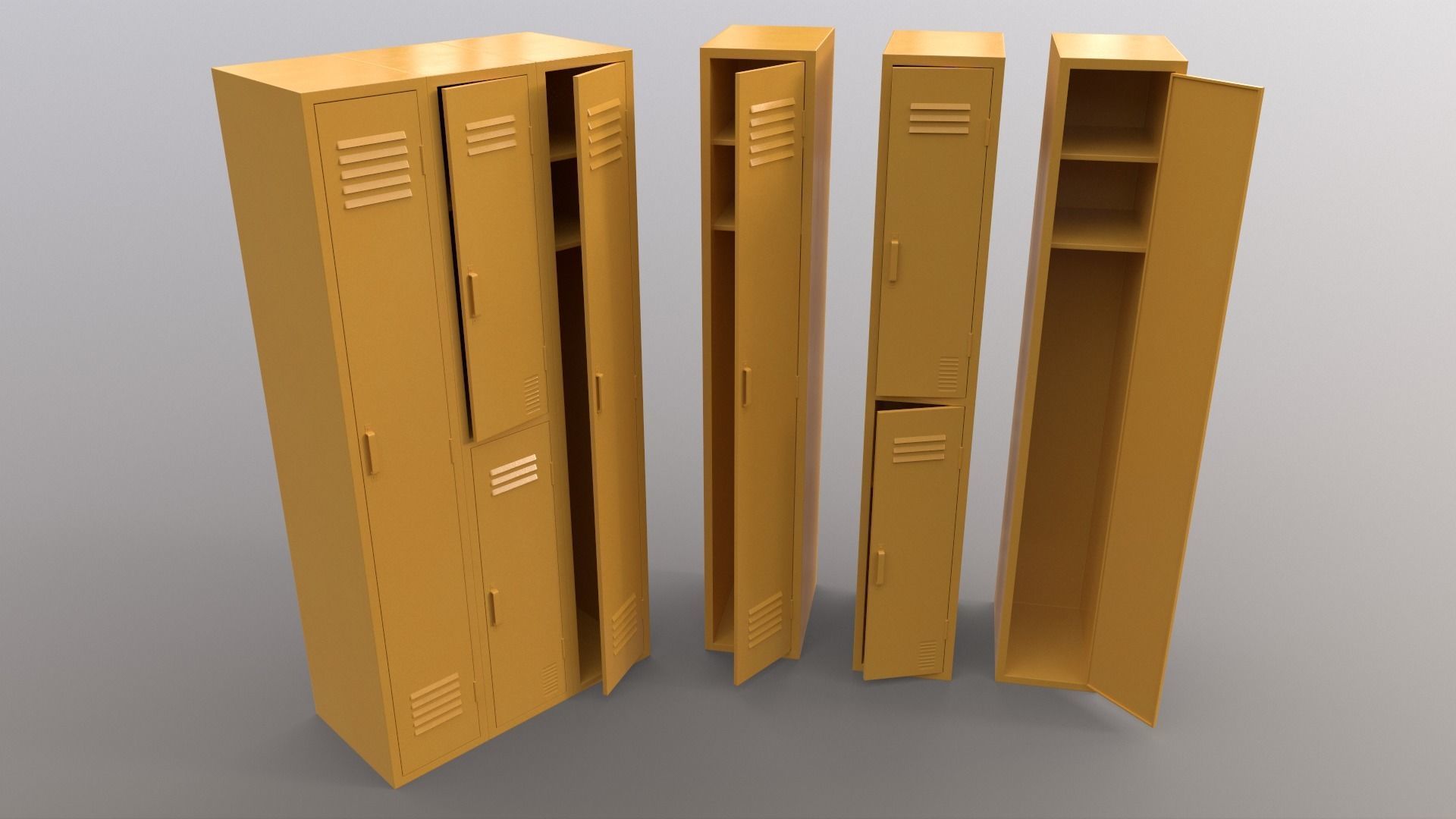 PBR School Gym Locker 04 - Multi color Pack 3D Model Collection_60