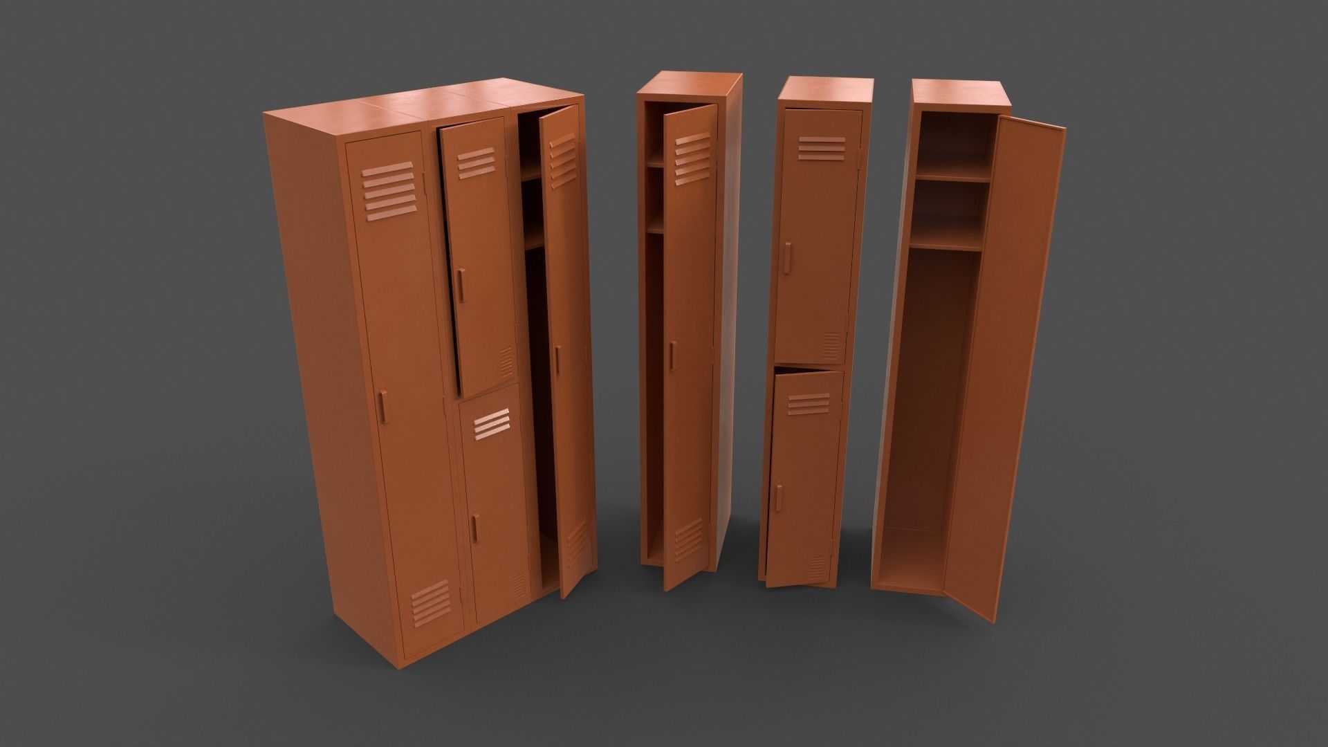 PBR School Gym Locker 04 - Multi color Pack 3D Model Collection_5