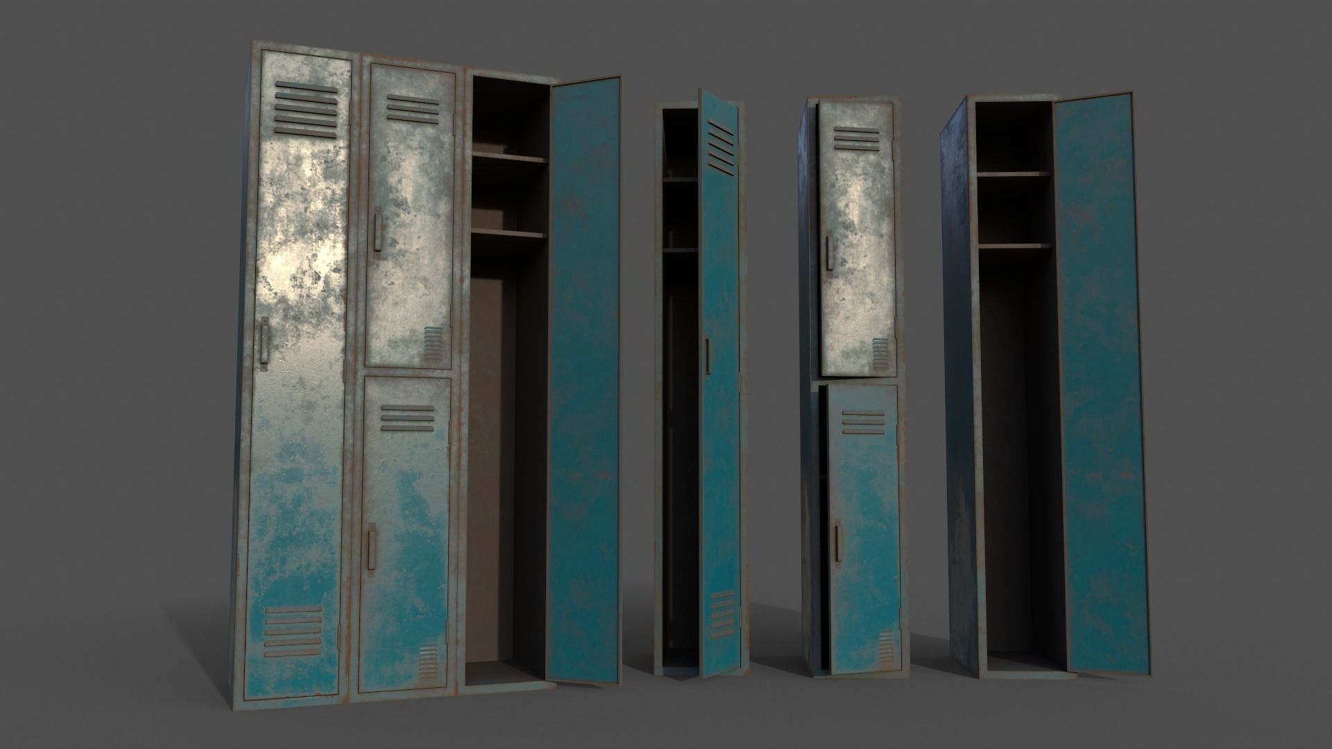 PBR School Gym Locker 04 - Multi color Pack 3D Model Collection_28