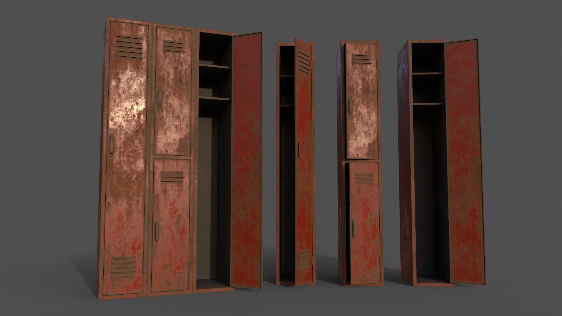 PBR School Gym Locker 04 - Multi color Pack 3D Model Collection_35