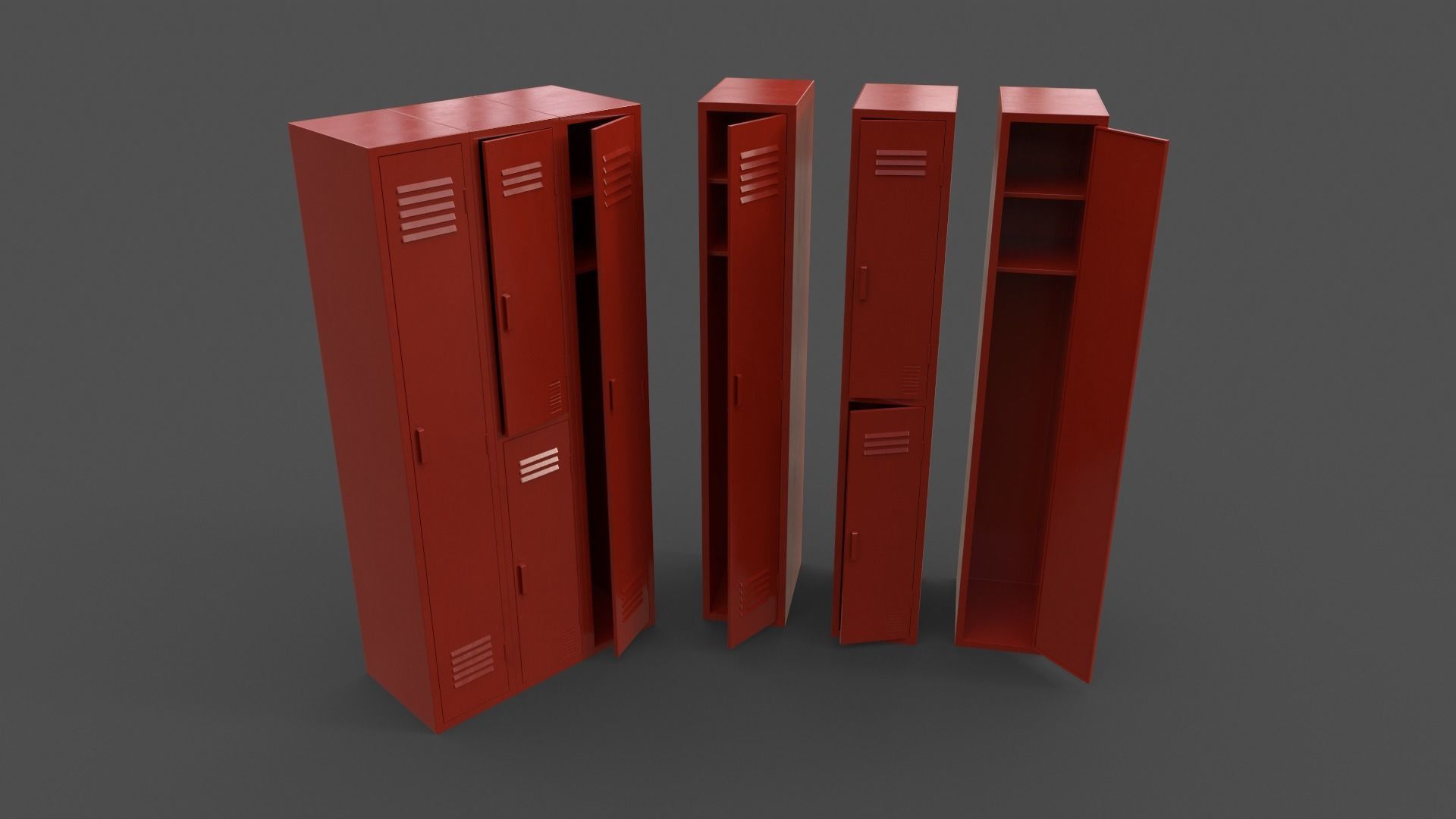 PBR School Gym Locker 04 - Multi color Pack 3D Model Collection_11