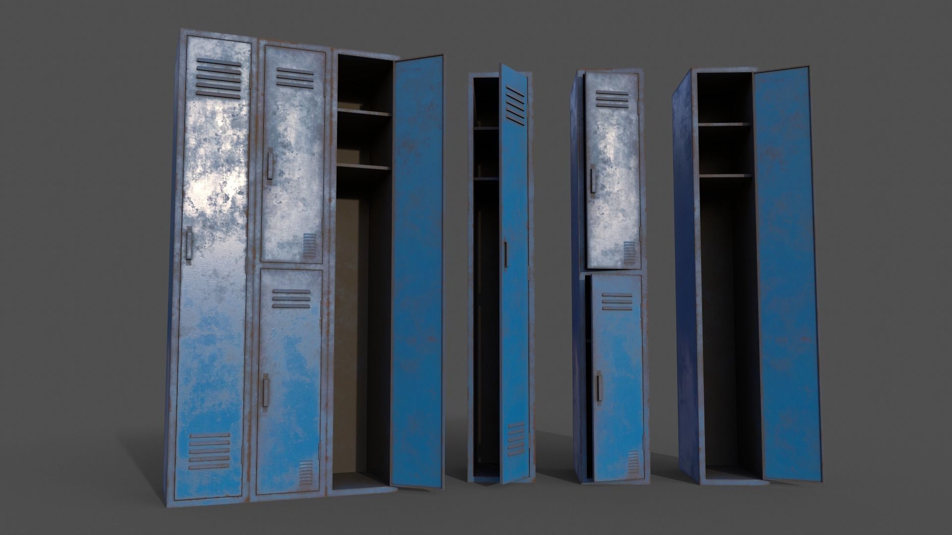 PBR School Gym Locker 04 - Multi color Pack 3D Model Collection_16