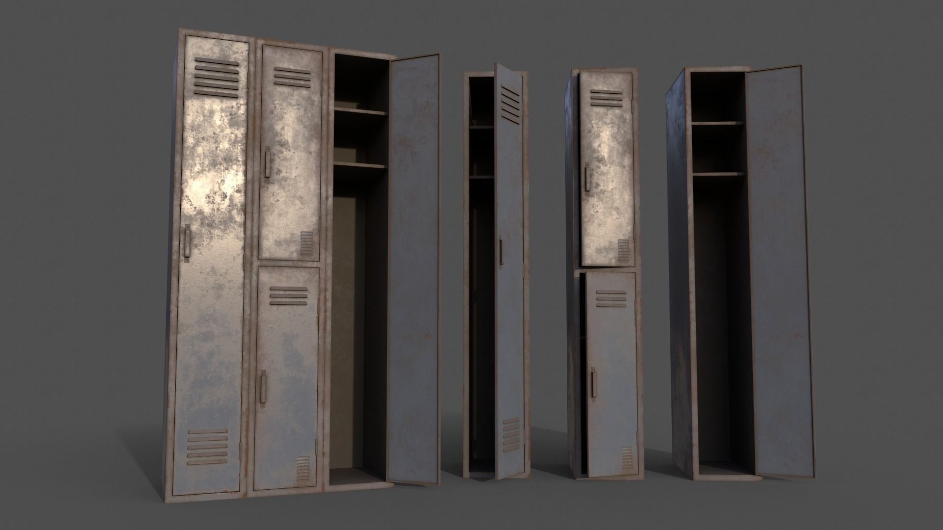 PBR School Gym Locker 04 - Multi color Pack 3D Model Collection_19