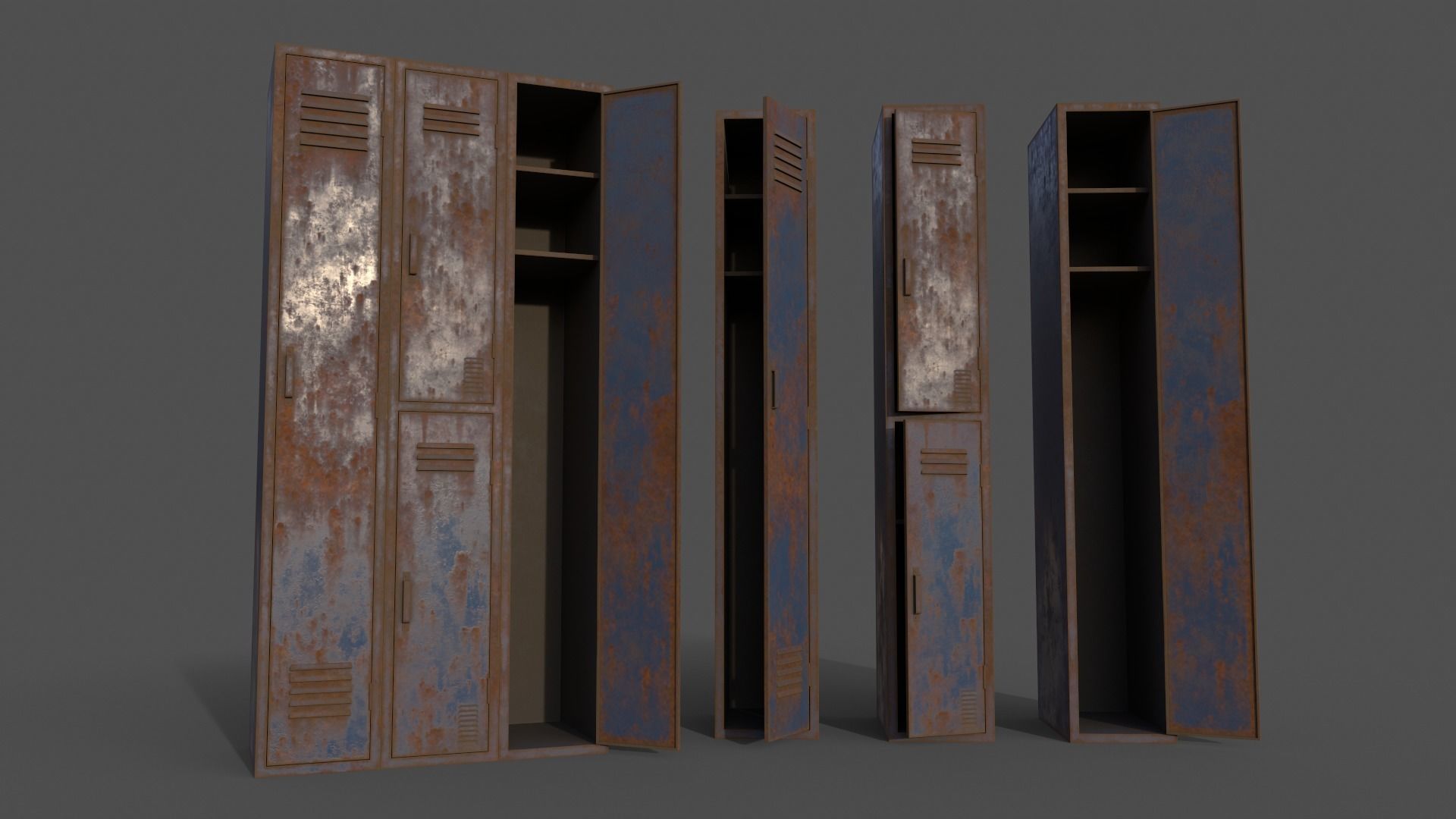 PBR School Gym Locker 04 - Multi color Pack 3D Model Collection_14