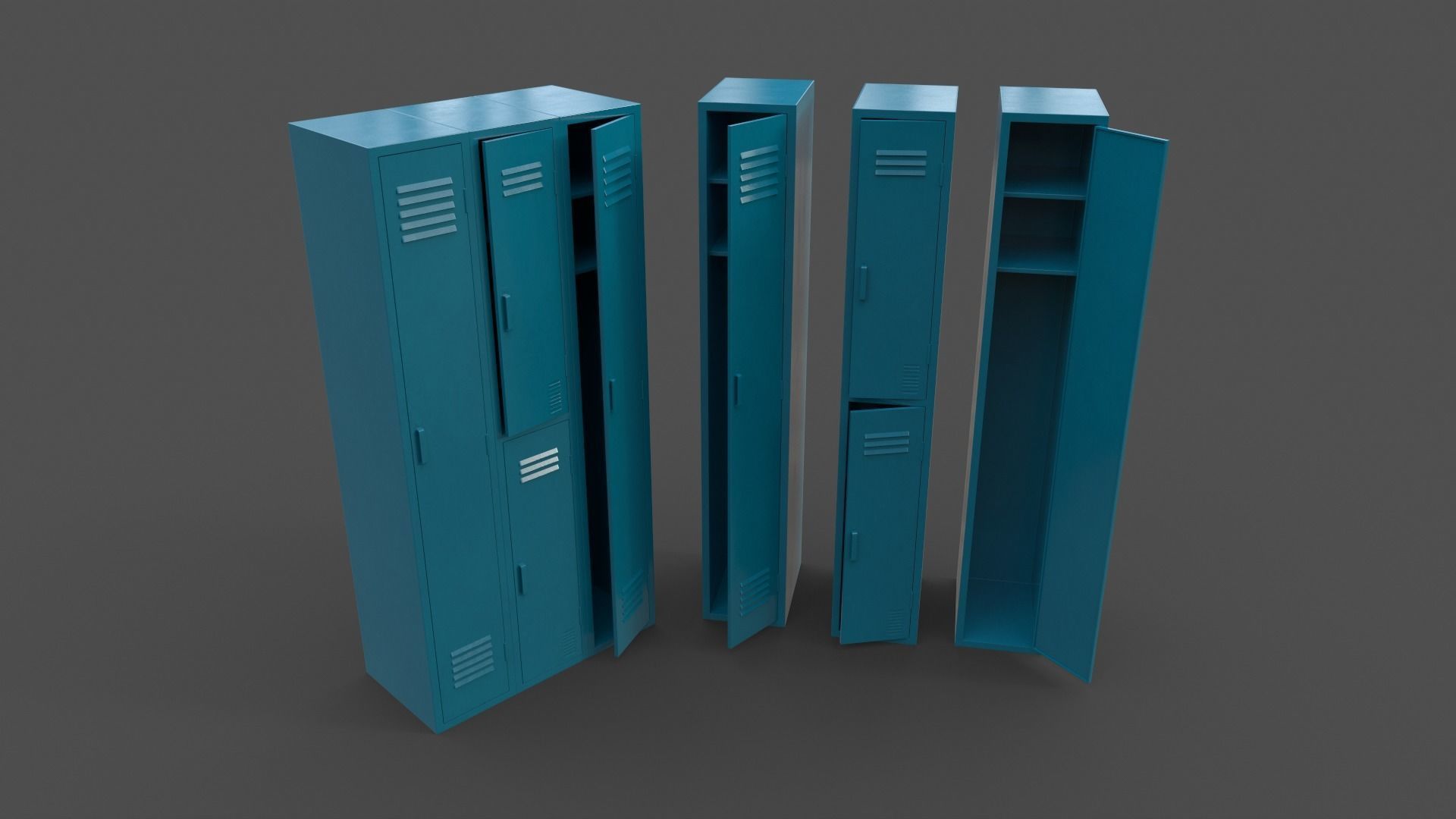 PBR School Gym Locker 04 - Multi color Pack 3D Model Collection_9