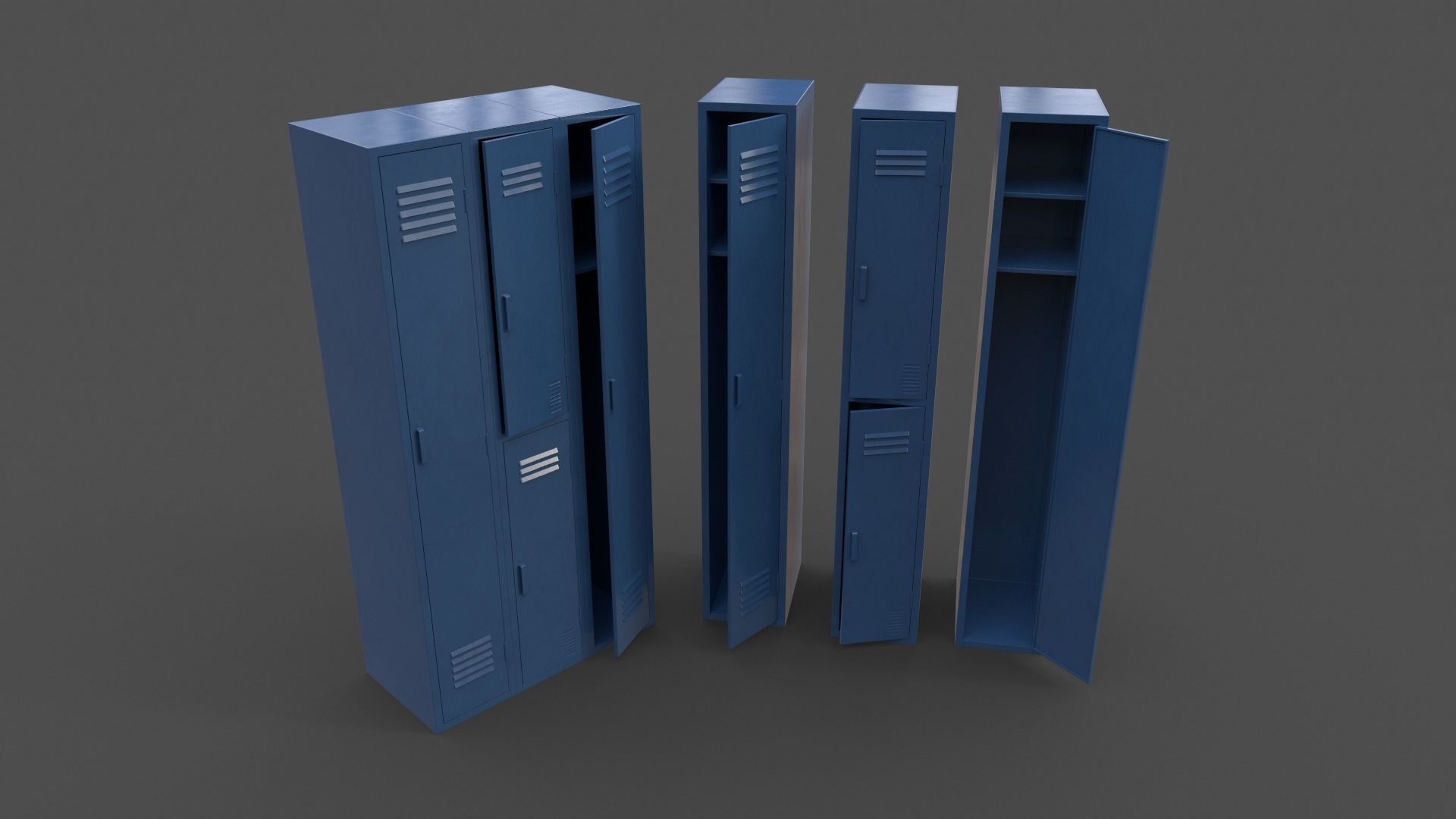 PBR School Gym Locker 04 - Multi color Pack 3D Model Collection_1