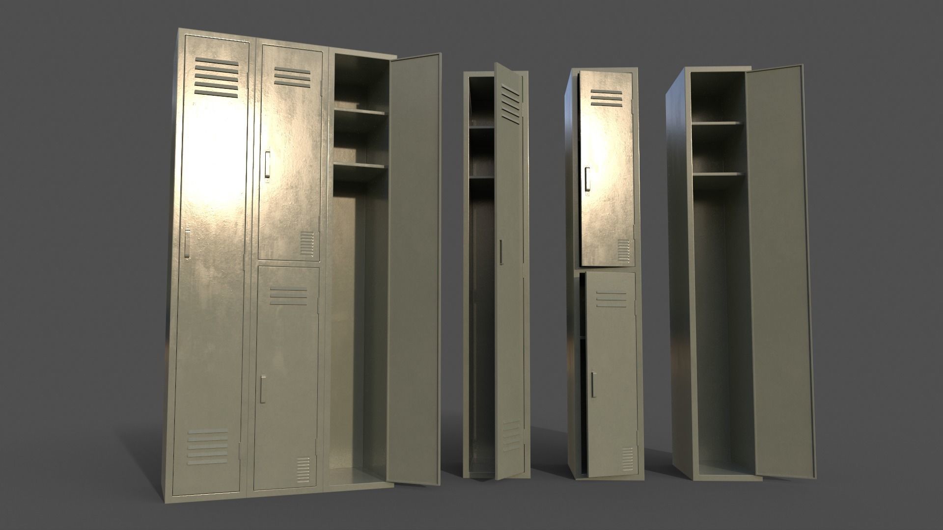 PBR School Gym Locker 04 - Multi color Pack 3D Model Collection_39
