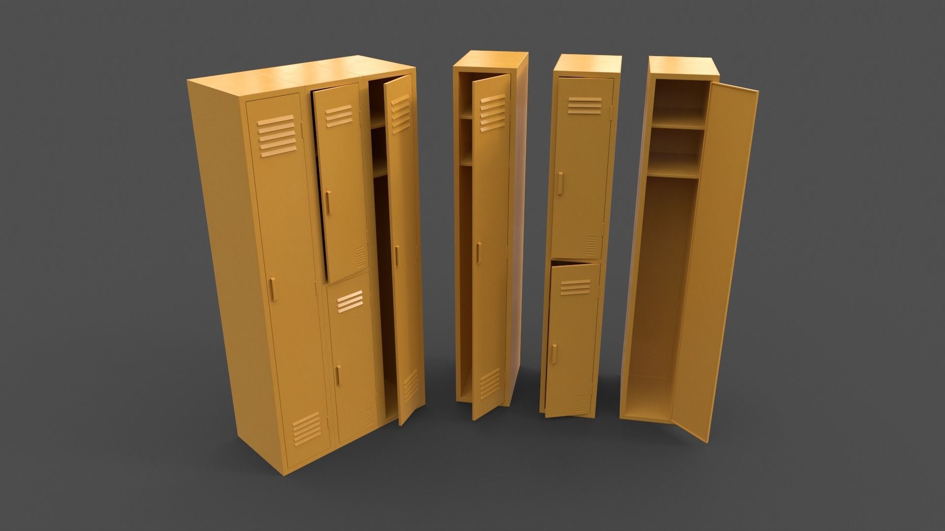 PBR School Gym Locker 04 - Multi color Pack 3D Model Collection_4