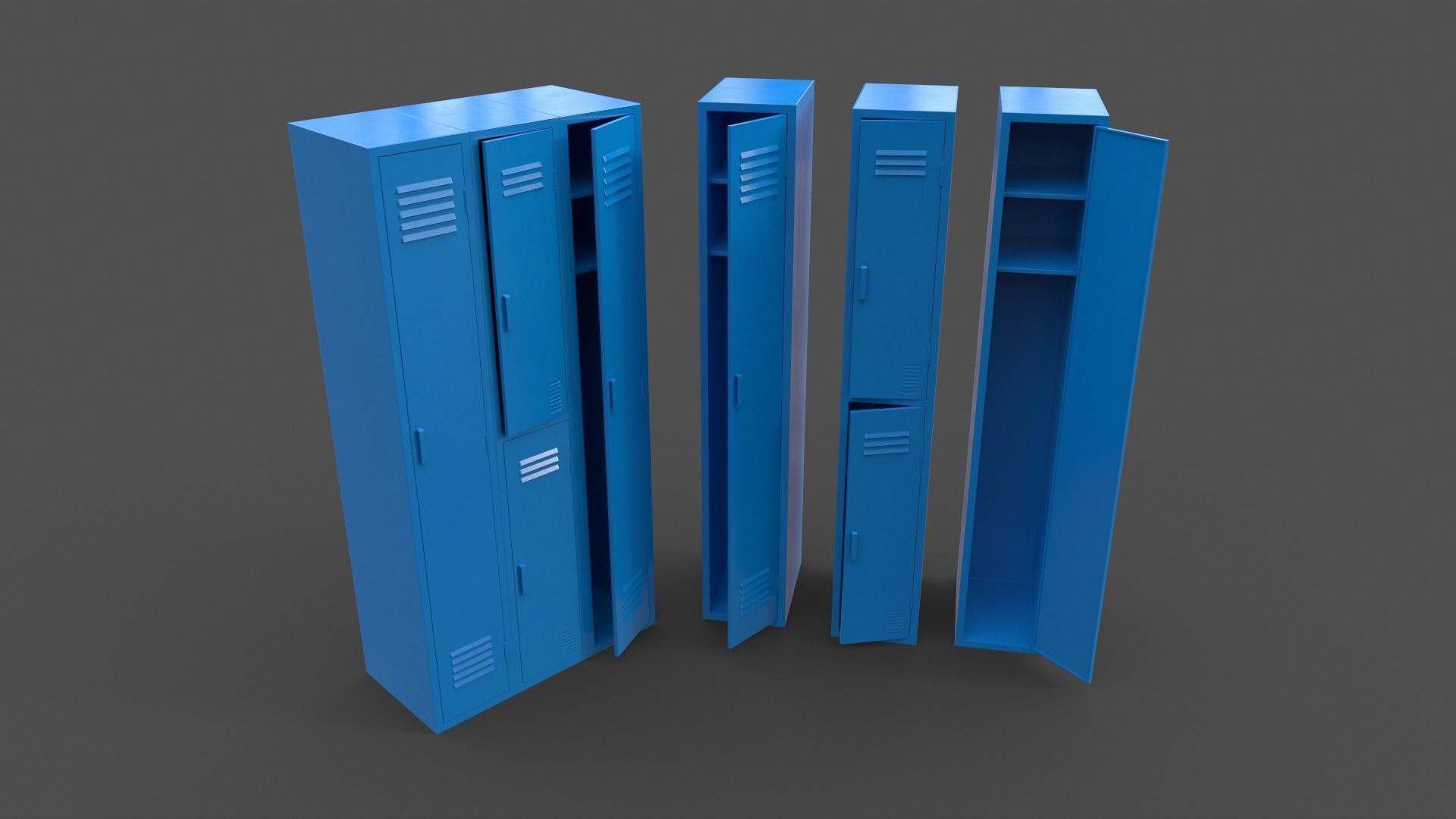 PBR School Gym Locker 04 - Multi color Pack 3D Model Collection_2