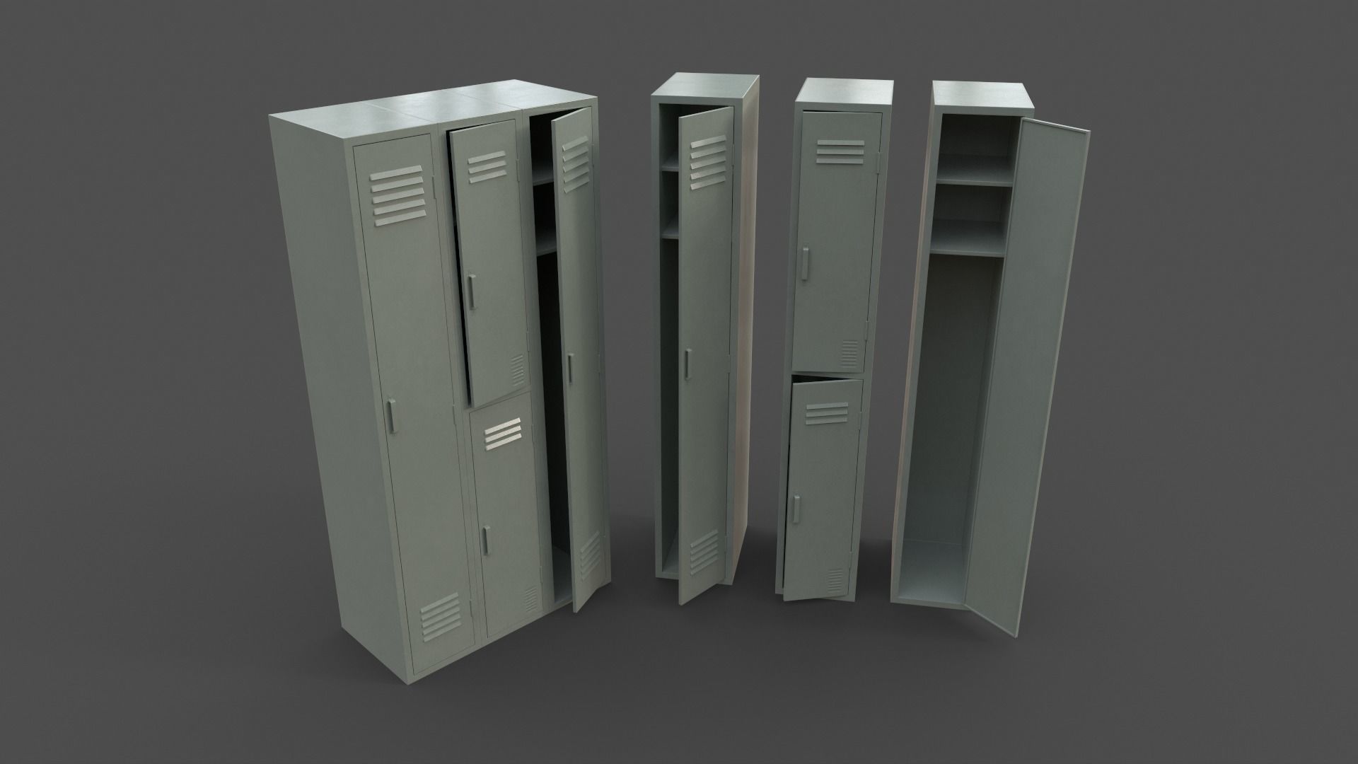 PBR School Gym Locker 04 - Multi color Pack 3D Model Collection_3