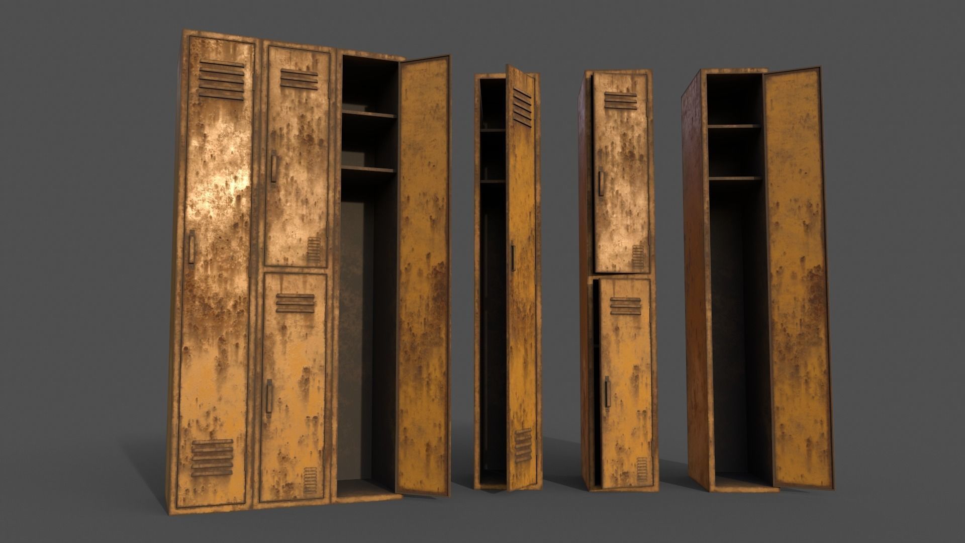 PBR School Gym Locker 04 - Multi color Pack 3D Model Collection_38