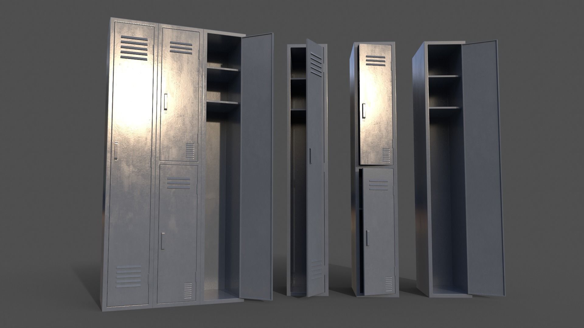 PBR School Gym Locker 04 - Multi color Pack 3D Model Collection_18