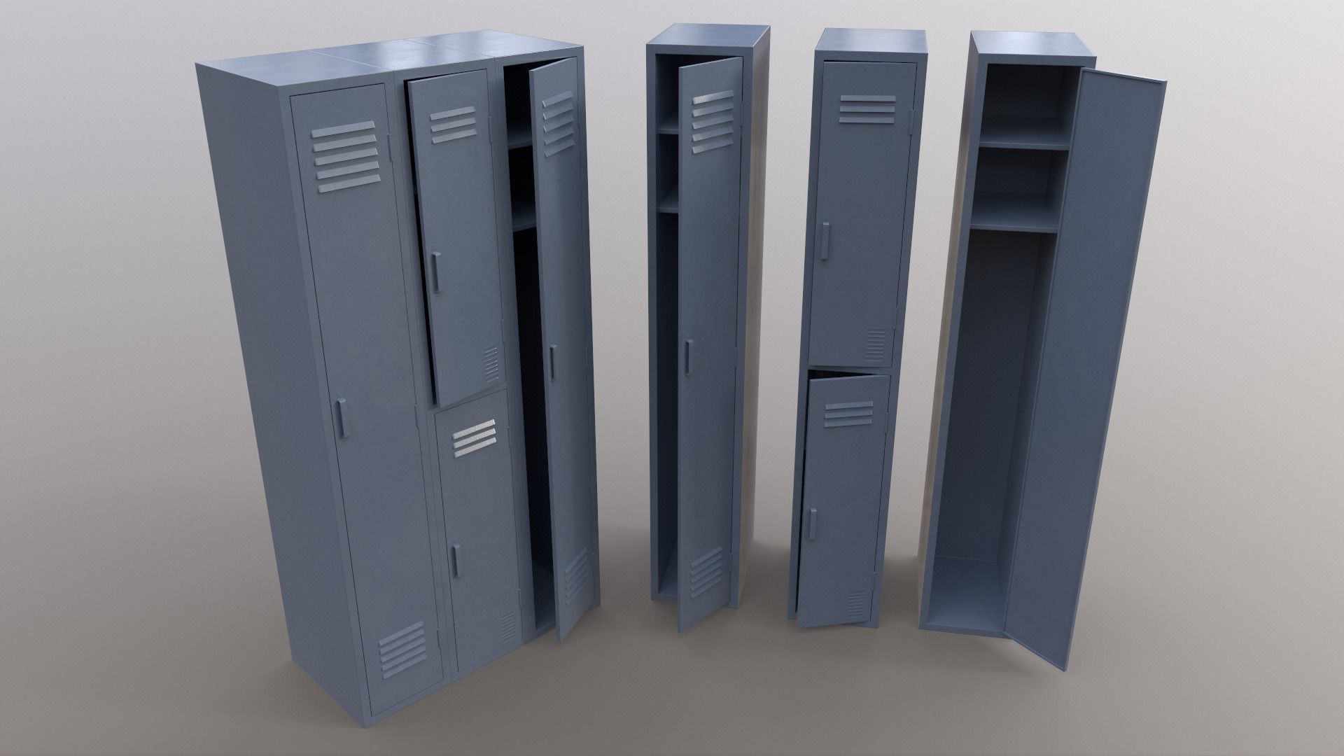 PBR School Gym Locker 04 - Multi color Pack 3D Model Collection_57