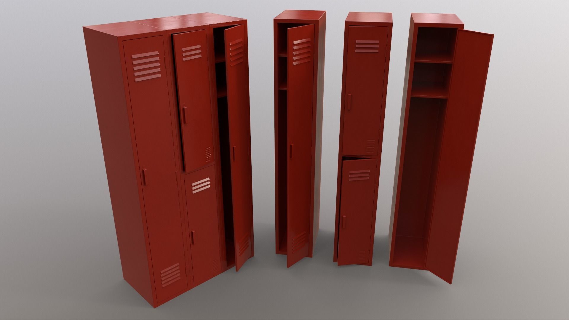 PBR School Gym Locker 04 - Multi color Pack 3D Model Collection_66