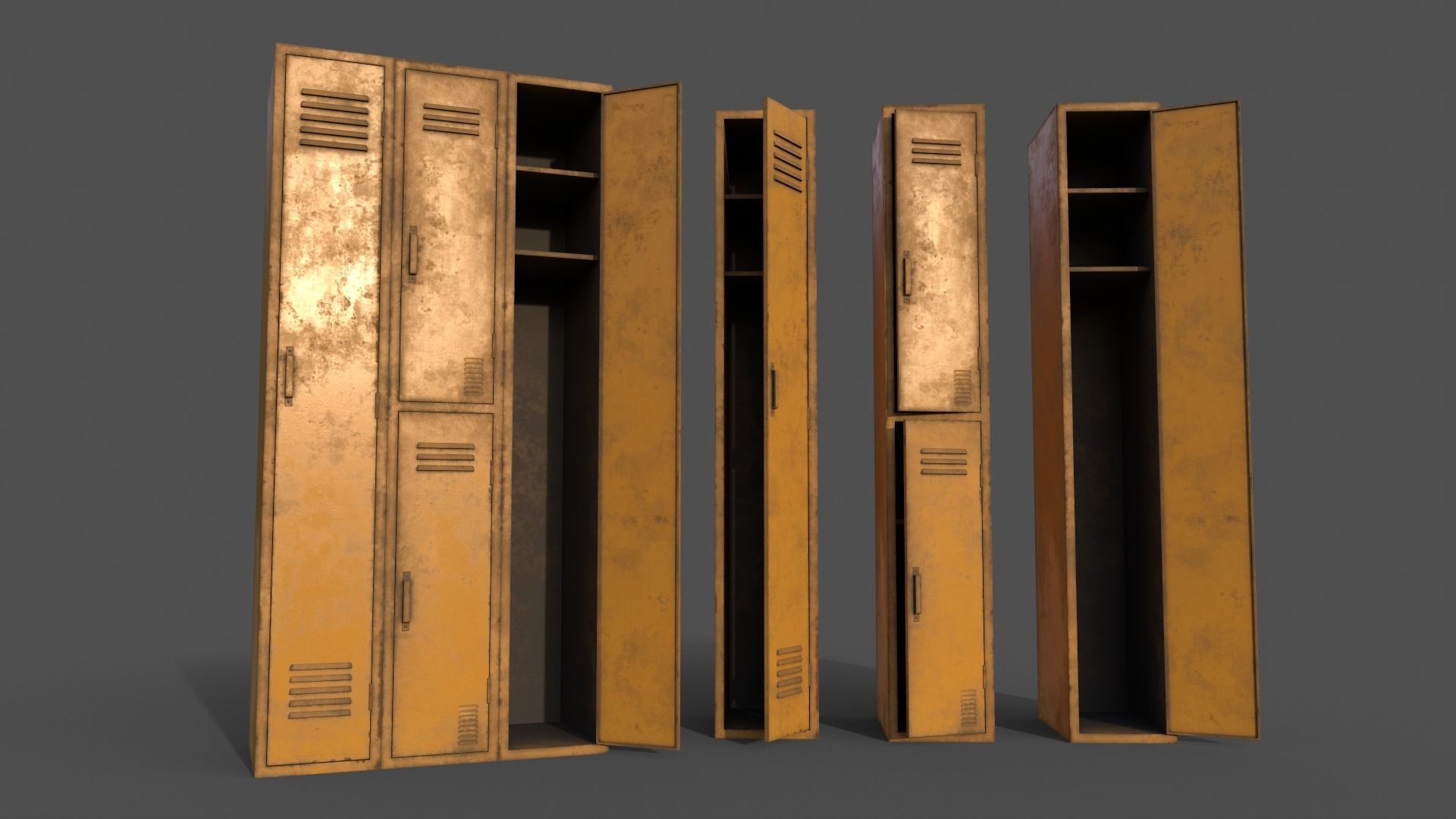 PBR School Gym Locker 04 - Multi color Pack 3D Model Collection_37