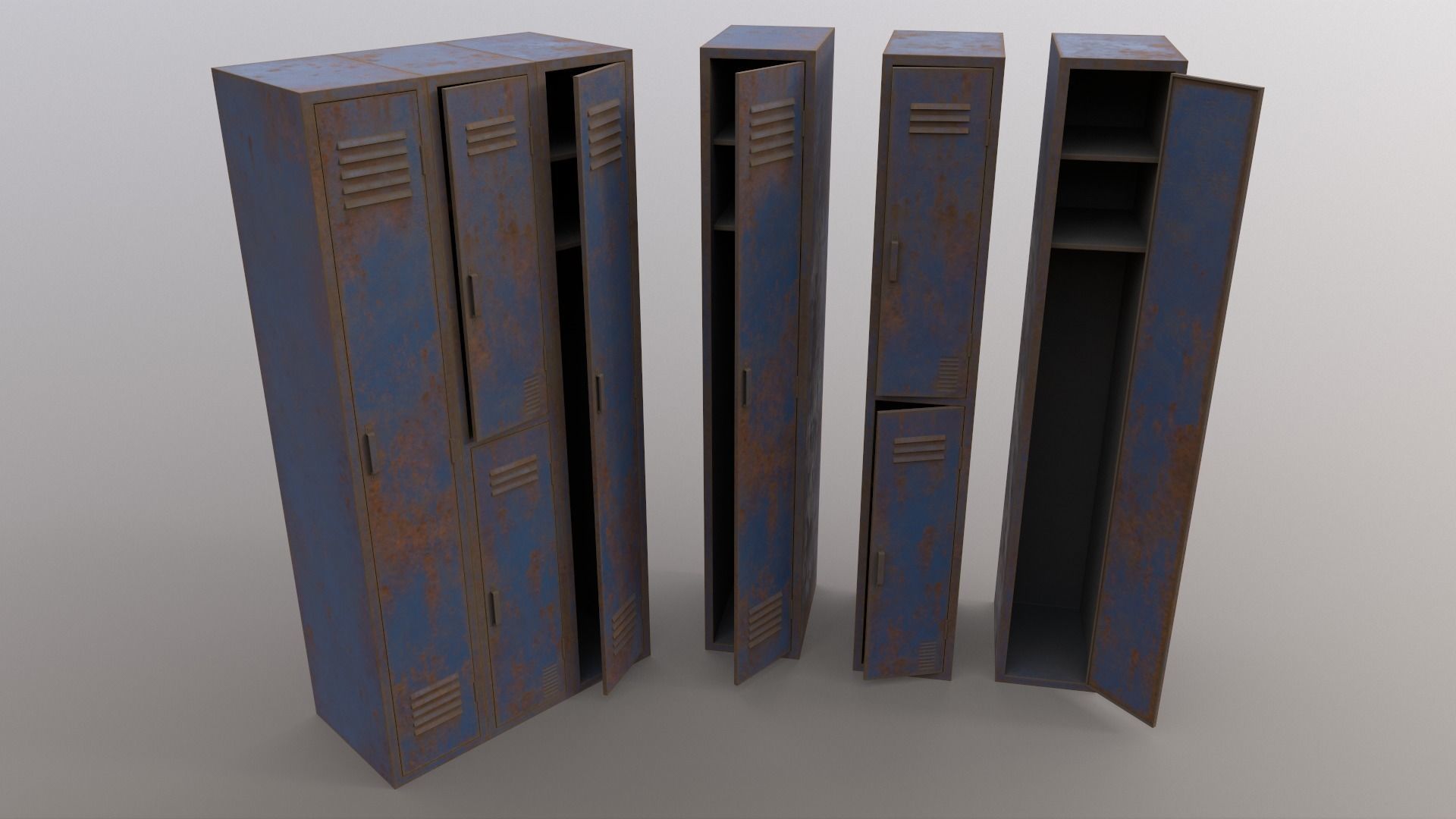 PBR School Gym Locker 04 - Multi color Pack 3D Model Collection_77