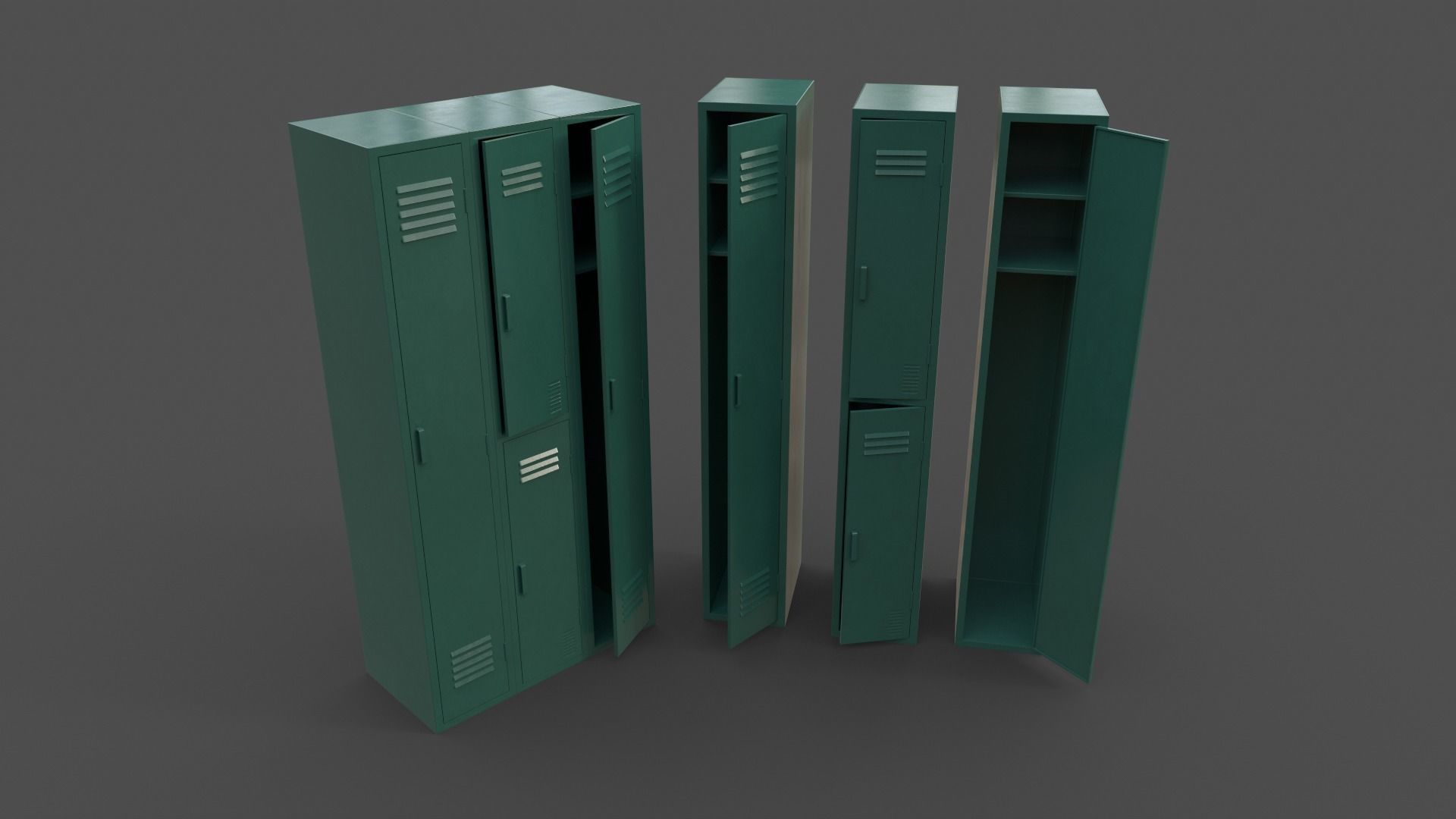 PBR School Gym Locker 04 - Multi color Pack 3D Model Collection_8