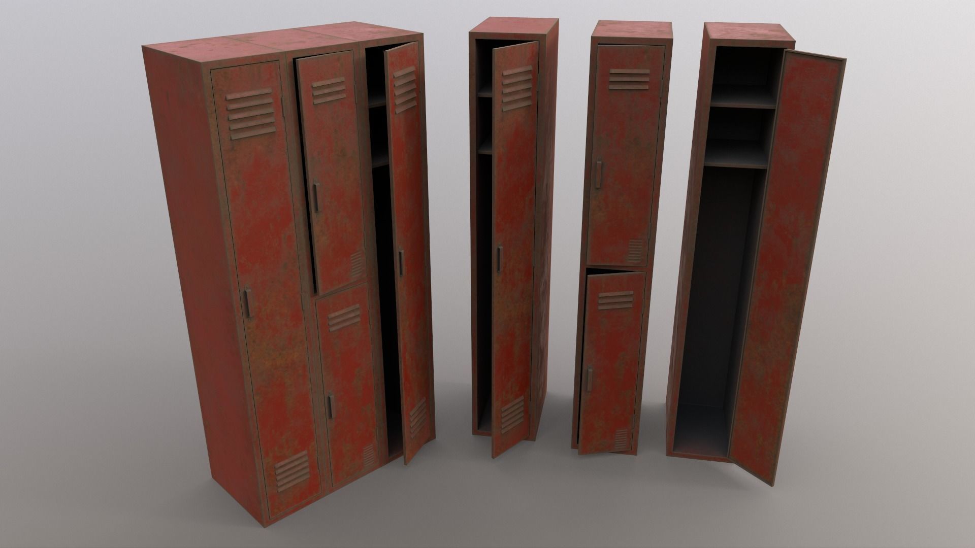 PBR School Gym Locker 04 - Multi color Pack 3D Model Collection_68