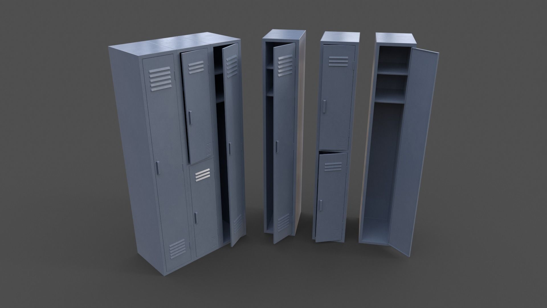 PBR School Gym Locker 04 - Multi color Pack 3D Model Collection_10