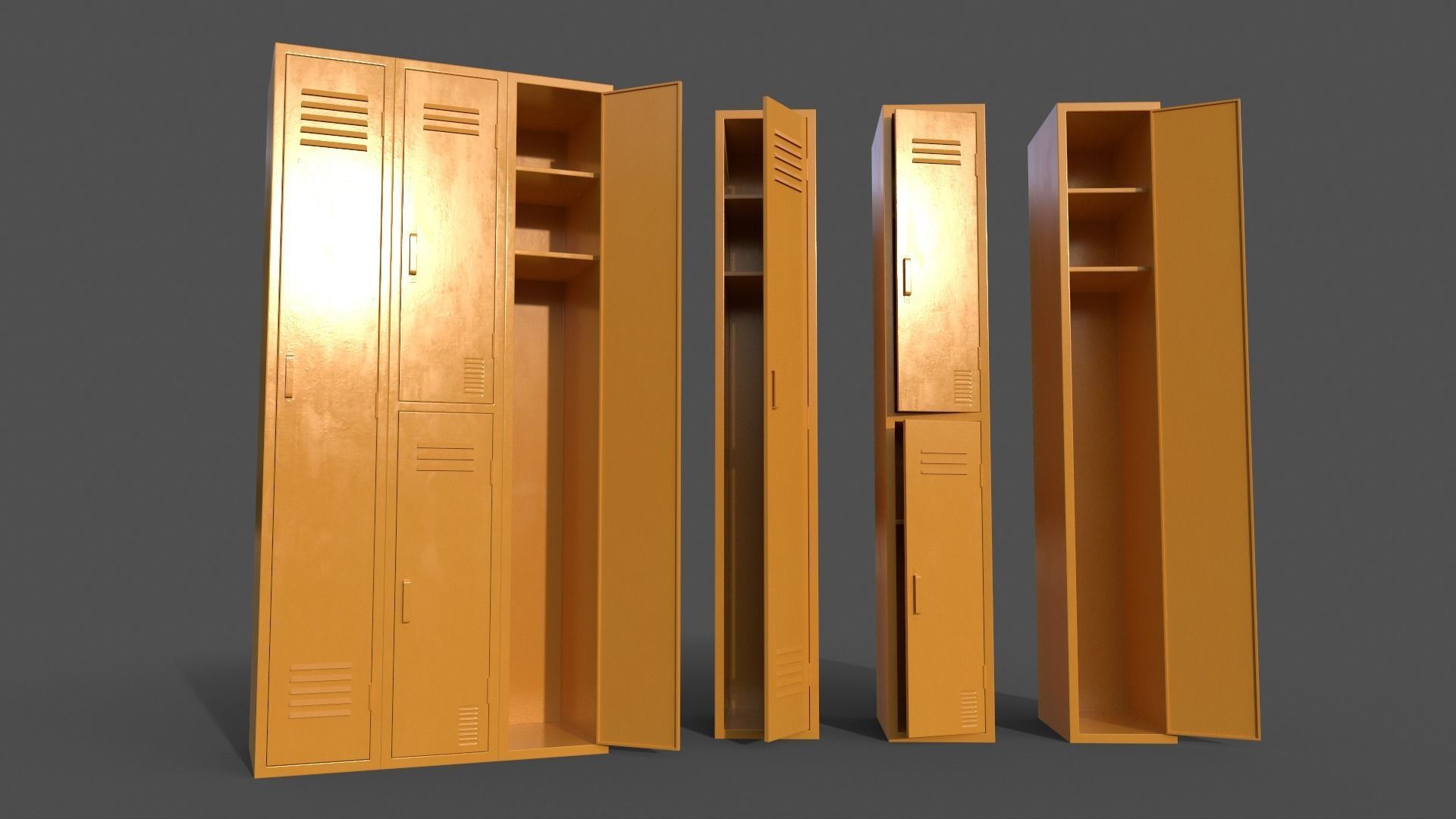 PBR School Gym Locker 04 - Multi color Pack 3D Model Collection_36