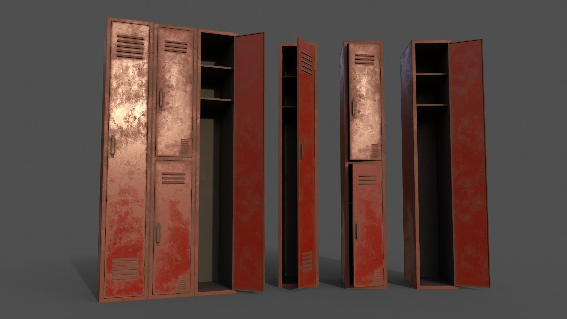 PBR School Gym Locker 04 - Multi color Pack 3D Model Collection_34