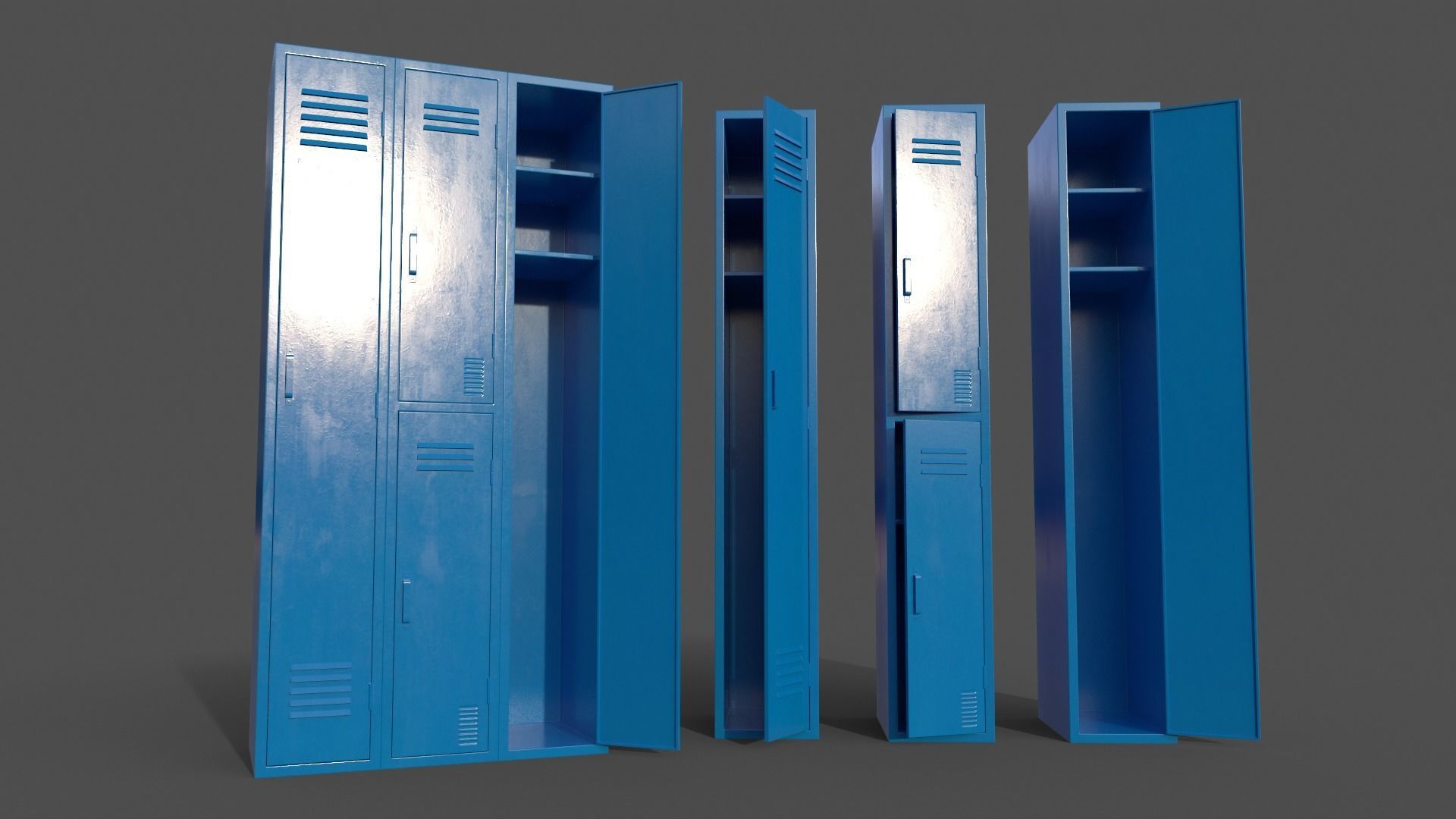 PBR School Gym Locker 04 - Multi color Pack 3D Model Collection_15