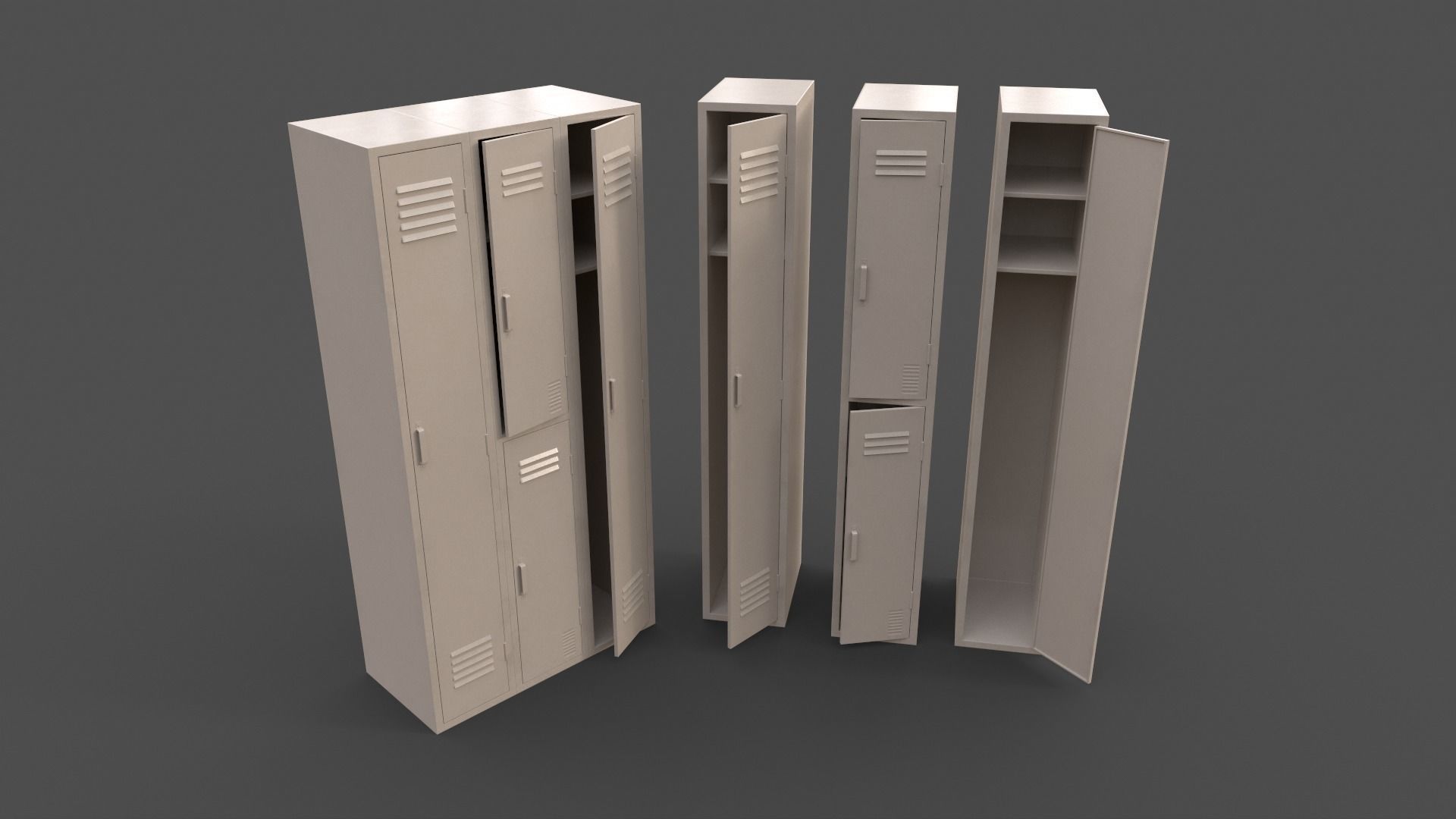 PBR School Gym Locker 04 - Multi color Pack 3D Model Collection_7